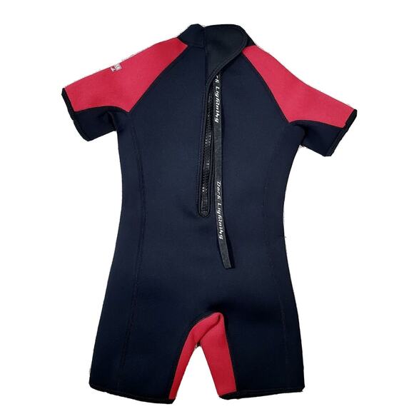 Dark Lightning Red Black Short Wet Suit Neoprene Youth size 6 - Picture 2 of 5